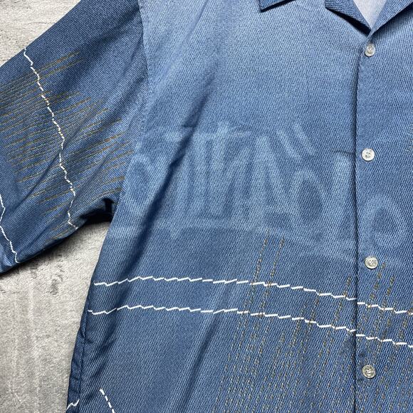 Southpole Shirt Mens L Button Up Vintage Blue All Over Print Y2K Baggy Hip Hop - Picture 4 of 9